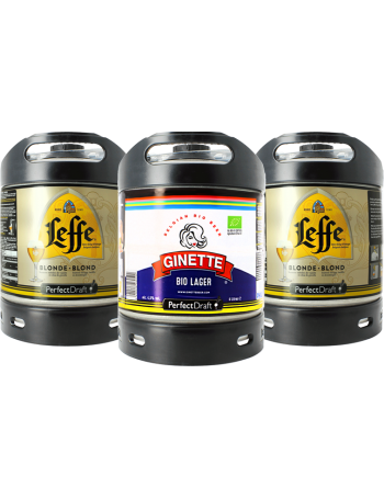 Pack 3 barriles 6l PerfectDraft: 2 Leffe Blonde + 1 Ginette Lager Bio - PerfectDraft España