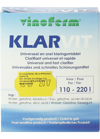 Clarifiant universel Klarvit Vinoferm pour 110 à 210L Clarifiant universel Klarvit Vinoferm pour 110 à 210L