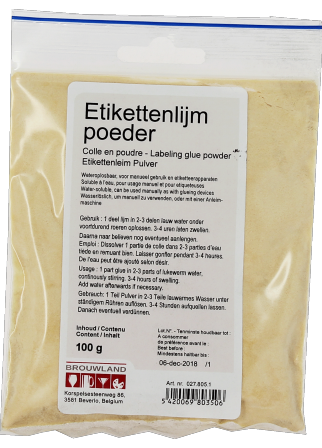 Colle en poudre pour étiquettes à bière 100 g Colle en poudre pour étiquettes à bière 100 g