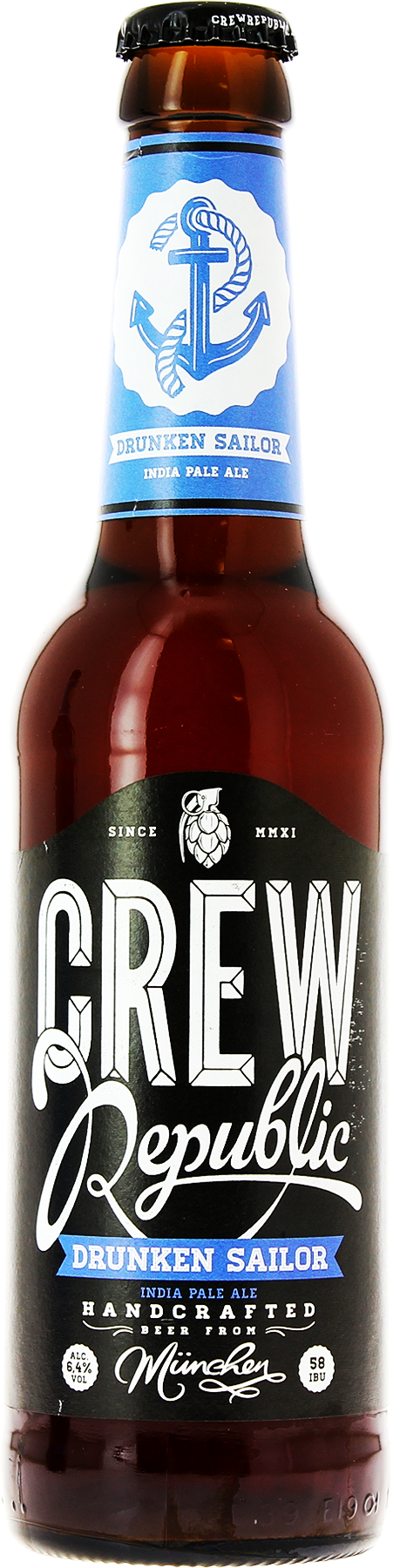 Bière artisanale India Pale Ale CREW REPUBLIC® Drunken Sailor 20 x 0,33l Houblonnée Bière artisanale brassée en Bavière conformément à la loi allemande sur la pureté brassicole